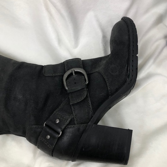 BORN Buckle Leather Moto Boots Tall {Charcoal} - Picture 5 of 11